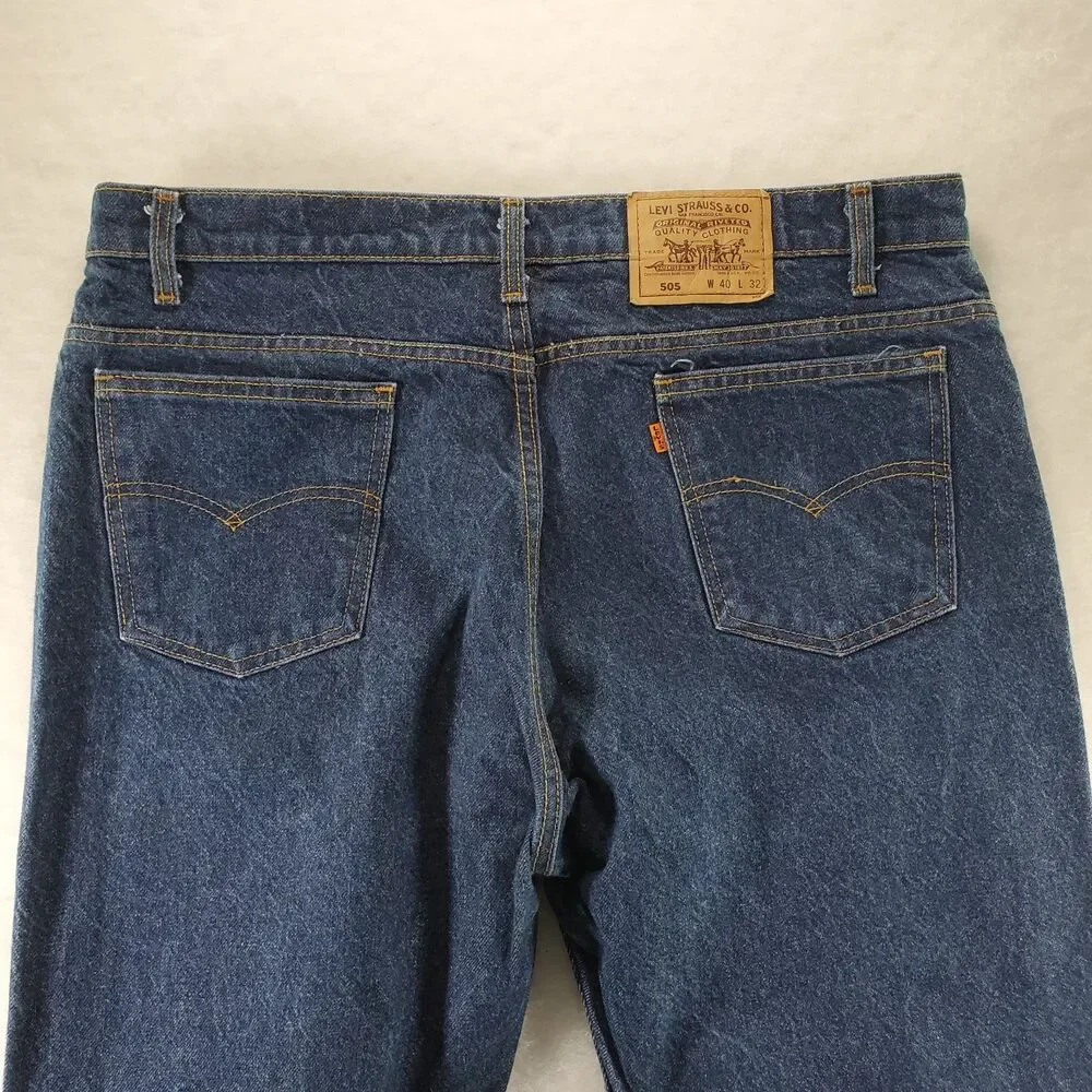40x32 Vintage USA Made Levis 505 Jeans Men Dark Wash Orange Tab